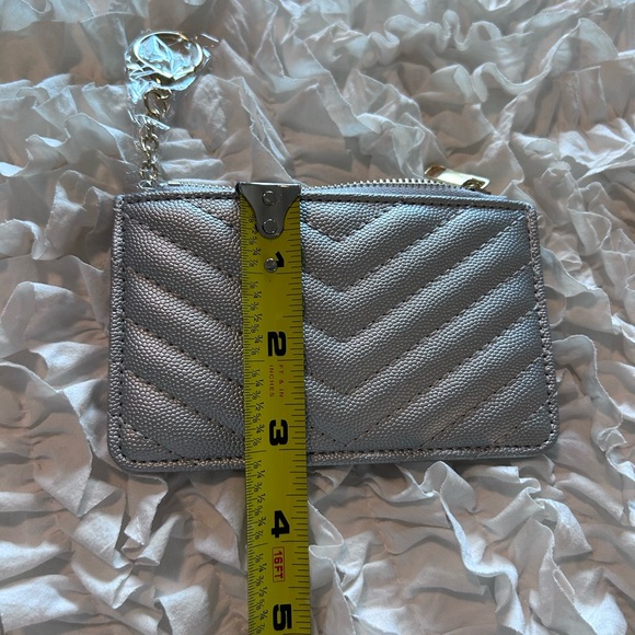 Small Card/Coin Wallet • Silver w/ Zipper • - Picture 8 of 9